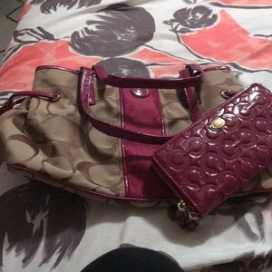 Coach Drawstring Style Bag with matching wallet